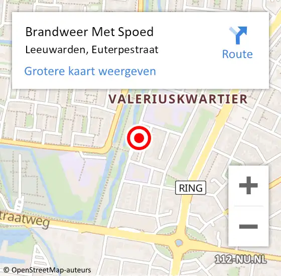 Locatie op kaart van de 112 melding: Brandweer Met Spoed Naar Leeuwarden, Euterpestraat op 3 februari 2024 19:12