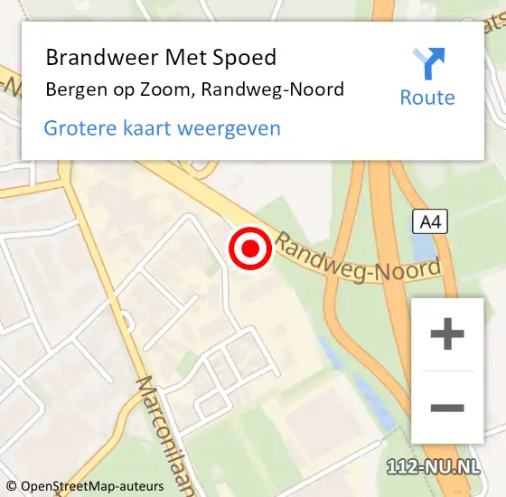Locatie op kaart van de 112 melding: Brandweer Met Spoed Naar Bergen op Zoom, Randweg-Noord op 3 februari 2024 19:45
