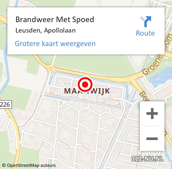 Locatie op kaart van de 112 melding: Brandweer Met Spoed Naar Leusden, Apollolaan op 3 februari 2024 19:53