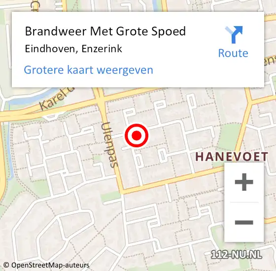 Locatie op kaart van de 112 melding: Brandweer Met Grote Spoed Naar Eindhoven, Enzerink op 3 februari 2024 20:20