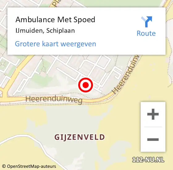 Locatie op kaart van de 112 melding: Ambulance Met Spoed Naar IJmuiden, Schiplaan op 3 februari 2024 20:40