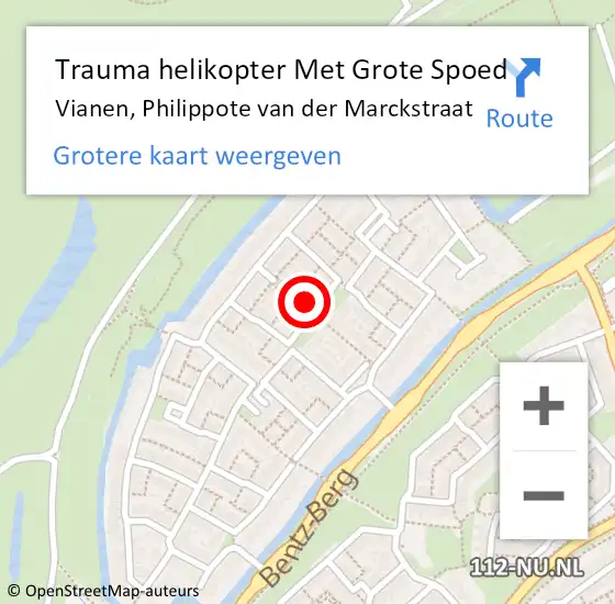 Locatie op kaart van de 112 melding: Trauma helikopter Met Grote Spoed Naar Vianen, Philippote van der Marckstraat op 3 februari 2024 20:47