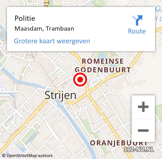 Locatie op kaart van de 112 melding: Politie Maasdam, Trambaan op 3 februari 2024 20:54