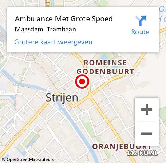 Locatie op kaart van de 112 melding: Ambulance Met Grote Spoed Naar Maasdam, Trambaan op 3 februari 2024 20:54