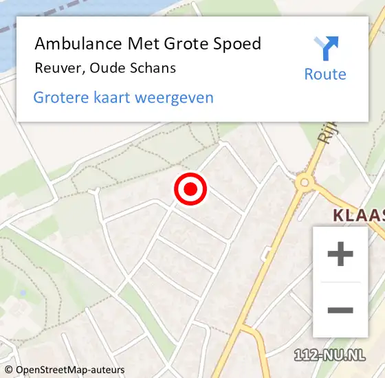 Locatie op kaart van de 112 melding: Ambulance Met Grote Spoed Naar Reuver, Oude Schans op 24 september 2014 15:19