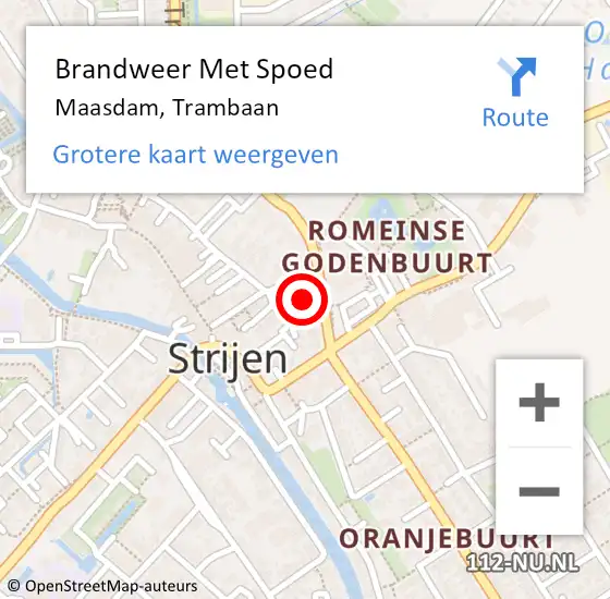 Locatie op kaart van de 112 melding: Brandweer Met Spoed Naar Maasdam, Trambaan op 3 februari 2024 21:15