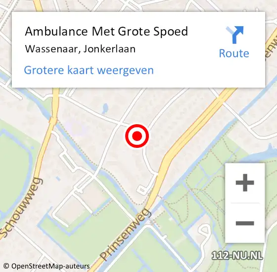 Locatie op kaart van de 112 melding: Ambulance Met Grote Spoed Naar Wassenaar, Jonkerlaan op 3 februari 2024 21:49