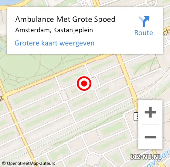 Locatie op kaart van de 112 melding: Ambulance Met Grote Spoed Naar Amsterdam, Kastanjeplein op 3 februari 2024 22:04