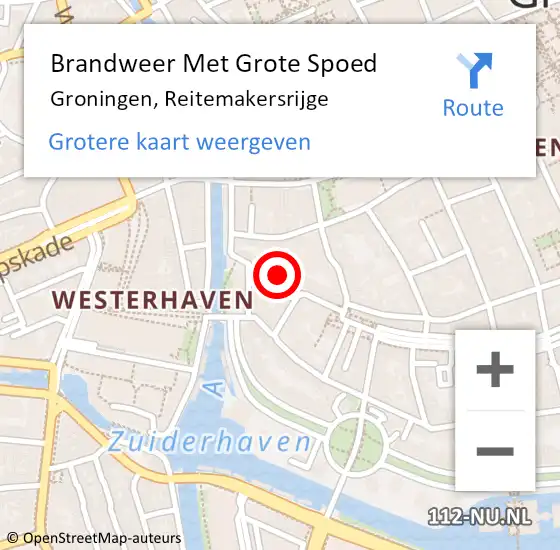 Locatie op kaart van de 112 melding: Brandweer Met Grote Spoed Naar Groningen, Reitemakersrijge op 3 februari 2024 22:04