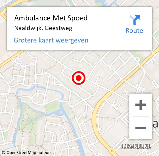 Locatie op kaart van de 112 melding: Ambulance Met Spoed Naar Naaldwijk, Geestweg op 3 februari 2024 22:29