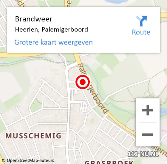 Locatie op kaart van de 112 melding: Brandweer Heerlen, Palemigerboord op 3 februari 2024 22:33