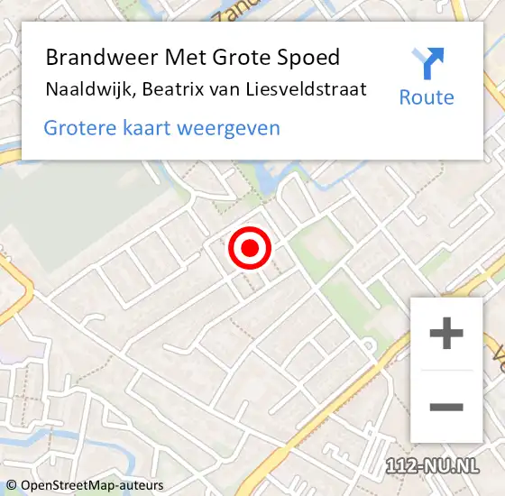 Locatie op kaart van de 112 melding: Brandweer Met Grote Spoed Naar Naaldwijk, Beatrix van Liesveldstraat op 3 februari 2024 22:34