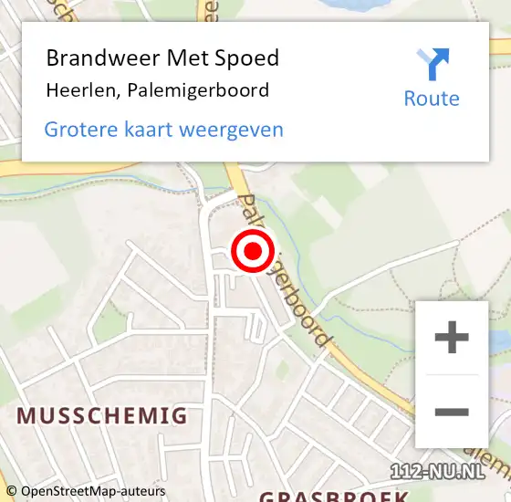 Locatie op kaart van de 112 melding: Brandweer Met Spoed Naar Heerlen, Palemigerboord op 3 februari 2024 22:40