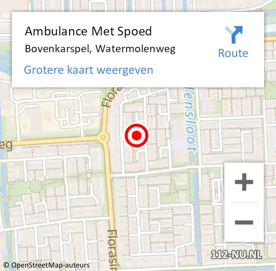 Locatie op kaart van de 112 melding: Ambulance Met Spoed Naar Bovenkarspel, Watermolenweg op 3 februari 2024 22:52