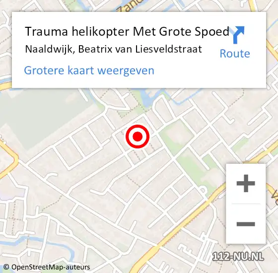 Locatie op kaart van de 112 melding: Trauma helikopter Met Grote Spoed Naar Naaldwijk, Beatrix van Liesveldstraat op 3 februari 2024 23:07