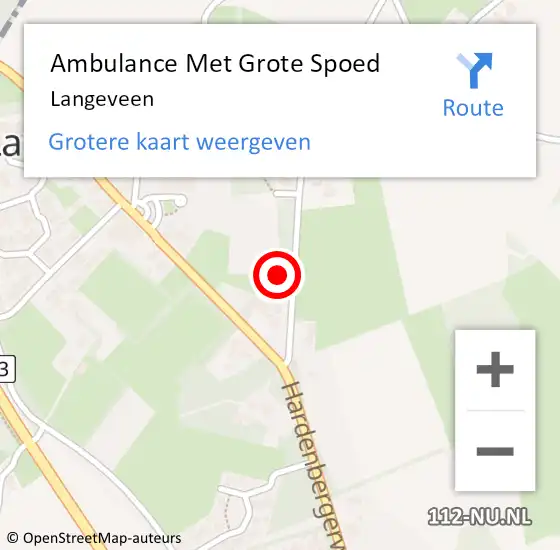 Locatie op kaart van de 112 melding: Ambulance Met Grote Spoed Naar Langeveen op 3 februari 2024 23:08