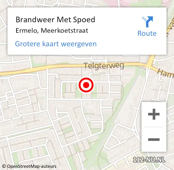 Locatie op kaart van de 112 melding: Brandweer Met Spoed Naar Ermelo, Meerkoetstraat op 3 februari 2024 23:30