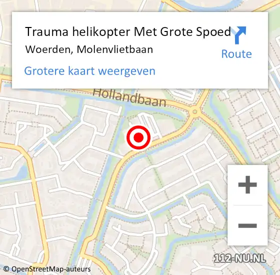Locatie op kaart van de 112 melding: Trauma helikopter Met Grote Spoed Naar Woerden, Molenvlietbaan op 3 februari 2024 23:51