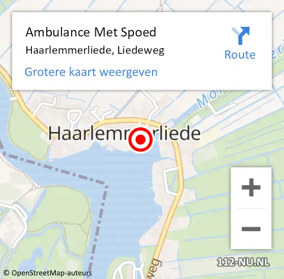 Locatie op kaart van de 112 melding: Ambulance Met Spoed Naar Haarlemmerliede, Liedeweg op 4 februari 2024 00:28