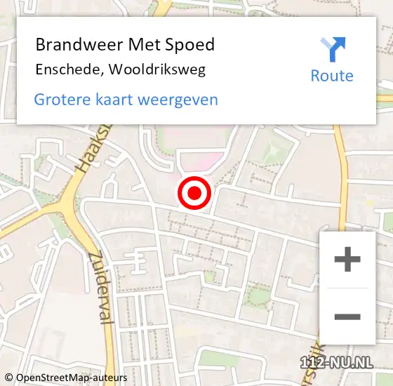 Locatie op kaart van de 112 melding: Brandweer Met Spoed Naar Enschede, Wooldriksweg op 4 februari 2024 01:08