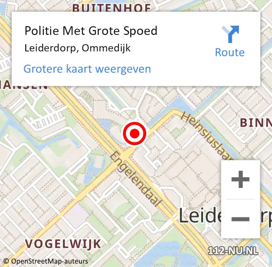 Locatie op kaart van de 112 melding: Politie Met Grote Spoed Naar Leiderdorp, Ommedijk op 4 februari 2024 01:30