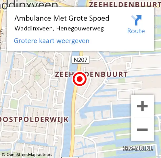 Locatie op kaart van de 112 melding: Ambulance Met Grote Spoed Naar Waddinxveen, Henegouwerweg op 4 februari 2024 02:16