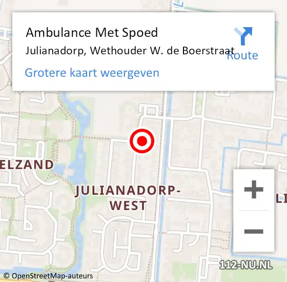 Locatie op kaart van de 112 melding: Ambulance Met Spoed Naar Julianadorp, Wethouder W. de Boerstraat op 4 februari 2024 02:39