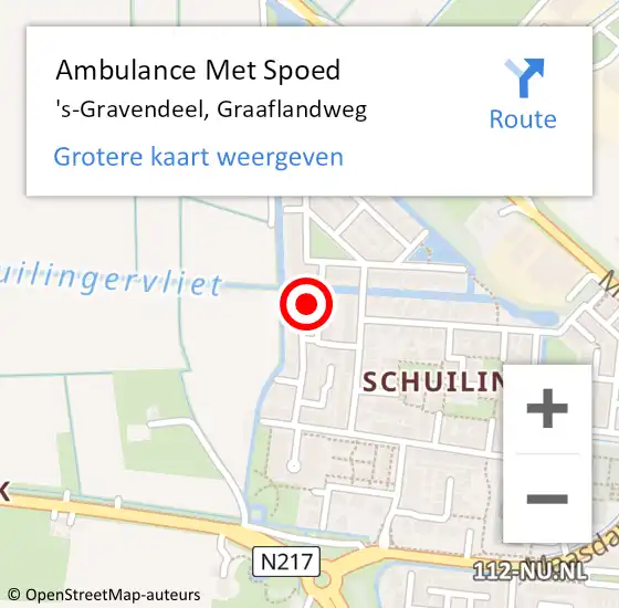 Locatie op kaart van de 112 melding: Ambulance Met Spoed Naar 's-Gravendeel, Graaflandweg op 4 februari 2024 02:52