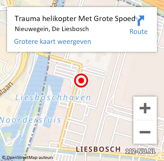 Locatie op kaart van de 112 melding: Trauma helikopter Met Grote Spoed Naar Nieuwegein, De Liesbosch op 4 februari 2024 02:54