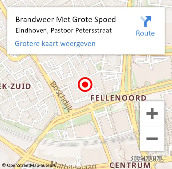 Locatie op kaart van de 112 melding: Brandweer Met Grote Spoed Naar Eindhoven, Pastoor Petersstraat op 4 februari 2024 02:56