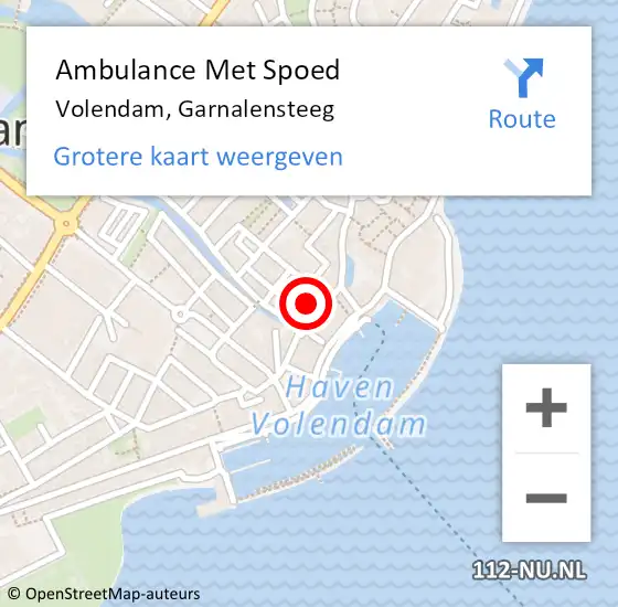 Locatie op kaart van de 112 melding: Ambulance Met Spoed Naar Volendam, Garnalensteeg op 4 februari 2024 02:57