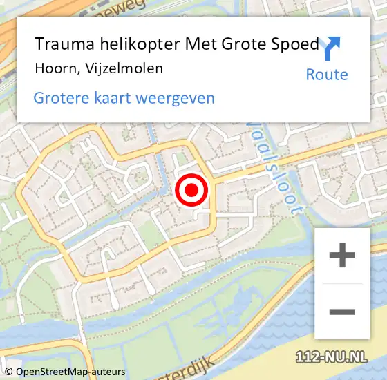 Locatie op kaart van de 112 melding: Trauma helikopter Met Grote Spoed Naar Hoorn, Vijzelmolen op 4 februari 2024 03:23