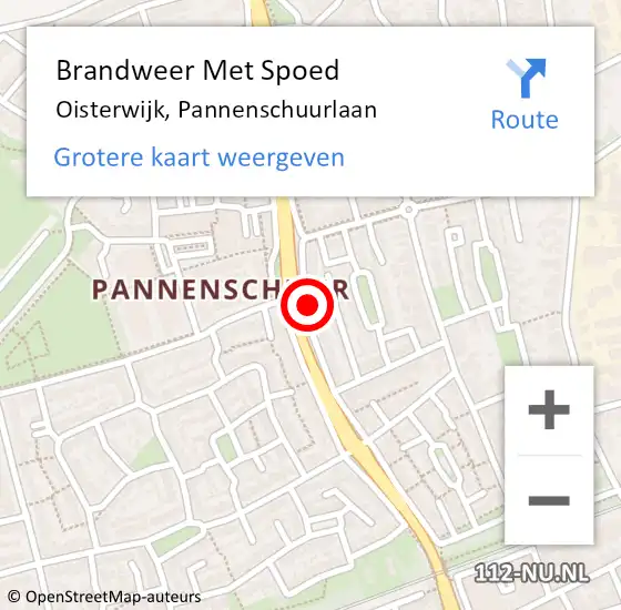 Locatie op kaart van de 112 melding: Brandweer Met Spoed Naar Oisterwijk, Pannenschuurlaan op 4 februari 2024 03:37