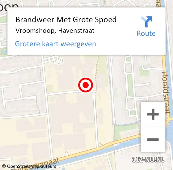 Locatie op kaart van de 112 melding: Brandweer Met Grote Spoed Naar Vroomshoop, Havenstraat op 4 februari 2024 04:01