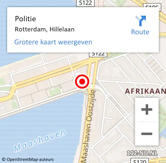 Locatie op kaart van de 112 melding: Politie Rotterdam, Hillelaan op 4 februari 2024 04:55