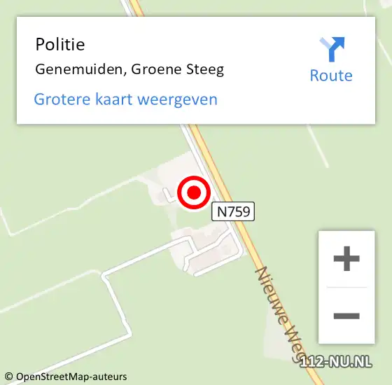Locatie op kaart van de 112 melding: Politie Genemuiden, Groene Steeg op 4 februari 2024 05:23