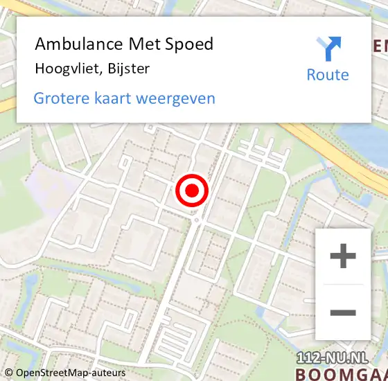 Locatie op kaart van de 112 melding: Ambulance Met Spoed Naar Hoogvliet, Bijster op 4 februari 2024 05:34