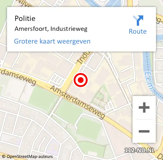 Locatie op kaart van de 112 melding: Politie Amersfoort, Industrieweg op 4 februari 2024 05:52