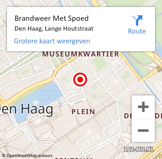 Locatie op kaart van de 112 melding: Brandweer Met Spoed Naar Den Haag, Lange Houtstraat op 4 februari 2024 06:57
