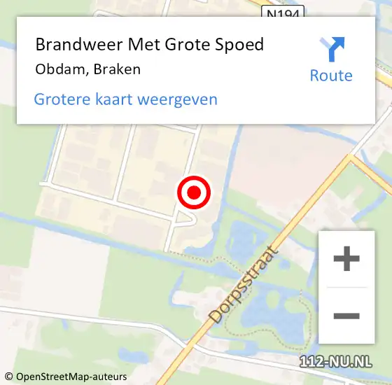 Locatie op kaart van de 112 melding: Brandweer Met Grote Spoed Naar Obdam, Braken op 4 februari 2024 07:54