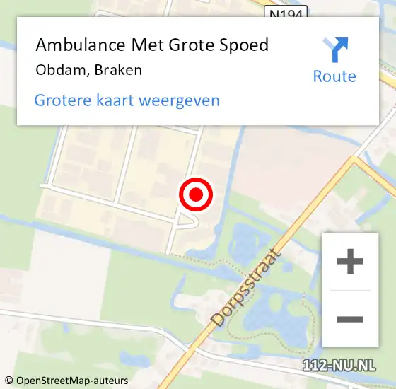 Locatie op kaart van de 112 melding: Ambulance Met Grote Spoed Naar Obdam, Braken op 4 februari 2024 08:16