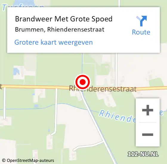Locatie op kaart van de 112 melding: Brandweer Met Grote Spoed Naar Brummen, Rhienderensestraat op 4 februari 2024 09:13