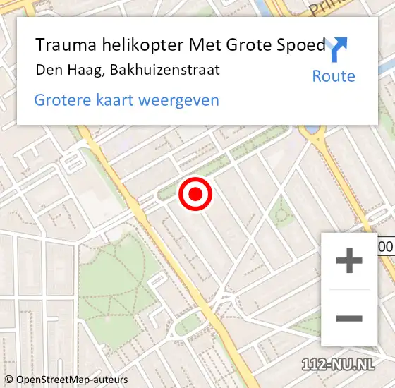 Locatie op kaart van de 112 melding: Trauma helikopter Met Grote Spoed Naar Den Haag, Bakhuizenstraat op 4 februari 2024 09:30