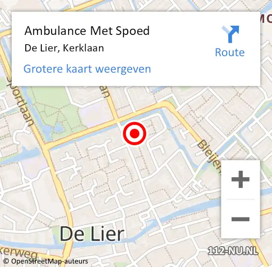 Locatie op kaart van de 112 melding: Ambulance Met Spoed Naar De Lier, Kerklaan op 4 februari 2024 09:45