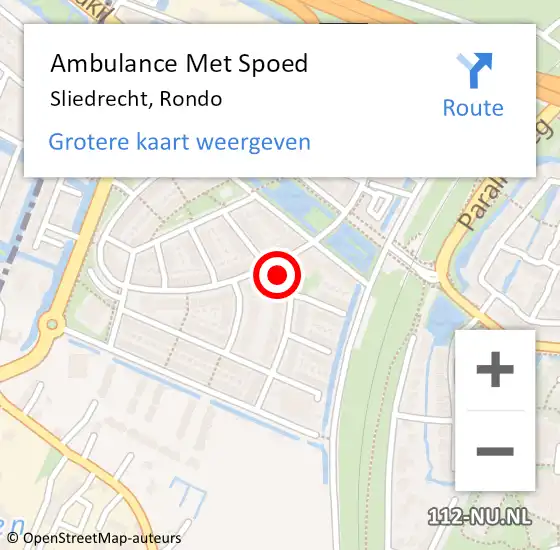 Locatie op kaart van de 112 melding: Ambulance Met Spoed Naar Sliedrecht, Rondo op 4 februari 2024 09:53