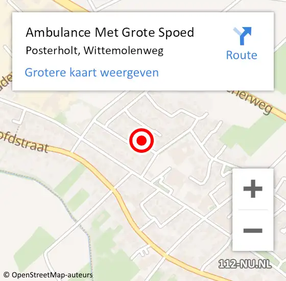 Locatie op kaart van de 112 melding: Ambulance Met Grote Spoed Naar Posterholt, Wittemolenweg op 4 februari 2024 10:39