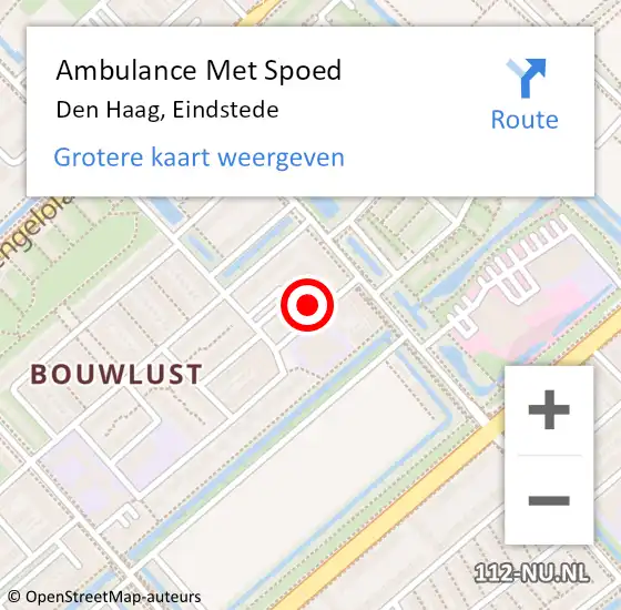 Locatie op kaart van de 112 melding: Ambulance Met Spoed Naar Den Haag, Eindstede op 4 februari 2024 11:10