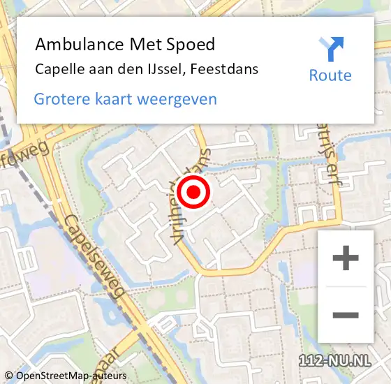 Locatie op kaart van de 112 melding: Ambulance Met Spoed Naar Capelle aan den IJssel, Feestdans op 4 februari 2024 11:12
