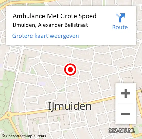 Locatie op kaart van de 112 melding: Ambulance Met Grote Spoed Naar IJmuiden, Alexander Bellstraat op 4 februari 2024 11:12