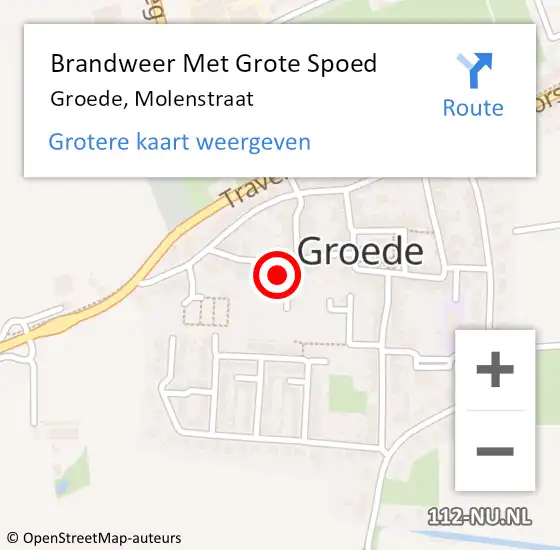 Locatie op kaart van de 112 melding: Brandweer Met Grote Spoed Naar Groede, Molenstraat op 4 februari 2024 11:39